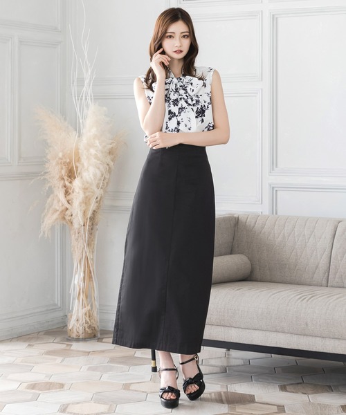 ブラウス シャツ ノースリーブ花柄ボウタイブラウス/23130 レディース Julia Boutique ブラウス シャツ ノースリーブ花柄ボウタイ