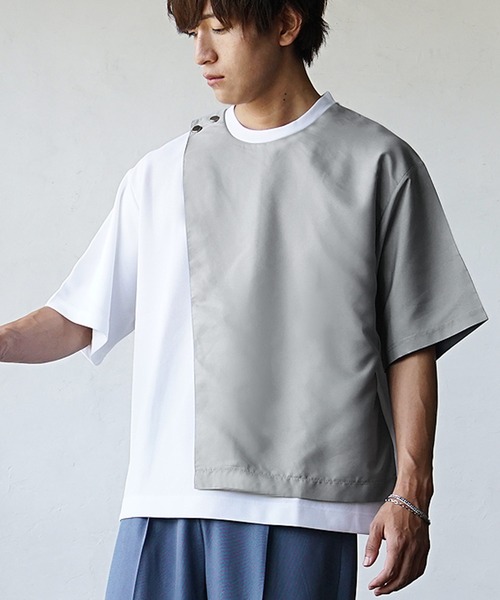 MinoriTY tシャツ 「アシメが作るモードな雰囲気」バイカラーオーバー