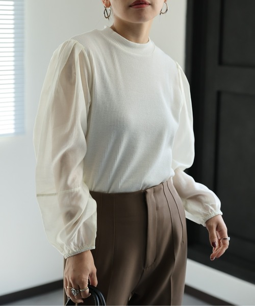 ap retro tシャツ シアー切り替えトップス レディース : ZOZOTOWN