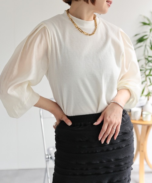 ap retro tシャツ シアー切り替えトップス レディース : ZOZOTOWN