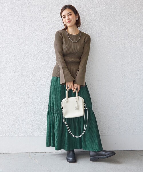 SHIPS（シップス） スカート 「手洗い可能」ウエスト シャーリング