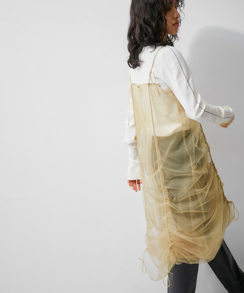 ももんた　ドロストリングチュールドレス ADAM ET ROPE' ワンピース 「逸品」ドロストリングチュール
