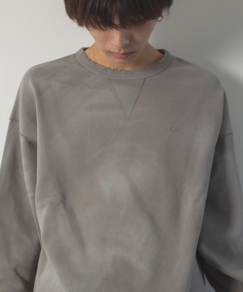 damage cut スウェット Camphor wood トレーナー スウェット damage fade processing cw logo