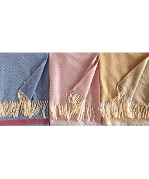 AVALON ストール マフラー ヘリンボーン＊無地 カシミヤタッチソフト