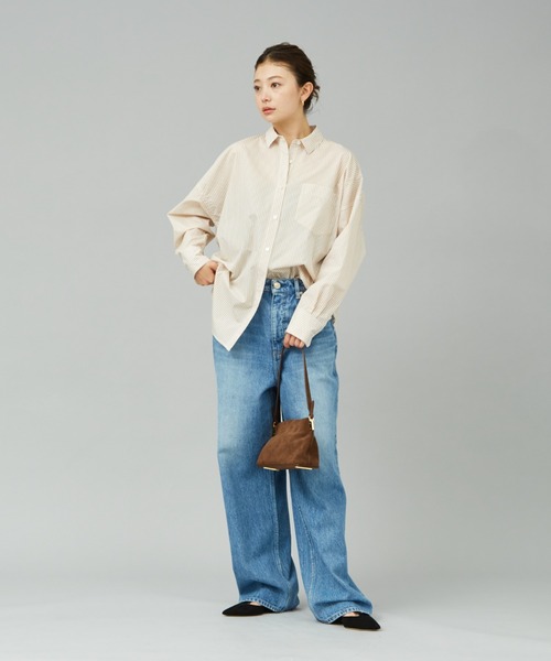 ROUGE VIF ベージュ 長袖シャツ ルージュ ヴィフ ラクレ Rouge vif la cle レーヨンとろみシャツ