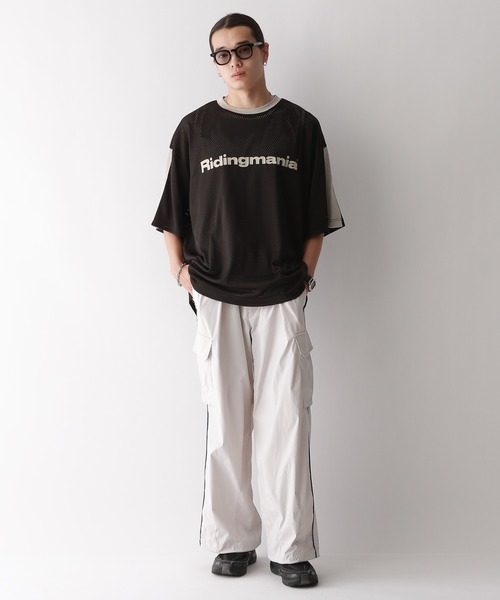 Ridingmania tシャツ 「Ridingmania」袖ライン/スポーティ