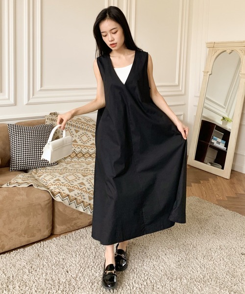 ワンピース 2WAY Vネック ノースリーブフレアワンピース : ZOZOTOWN