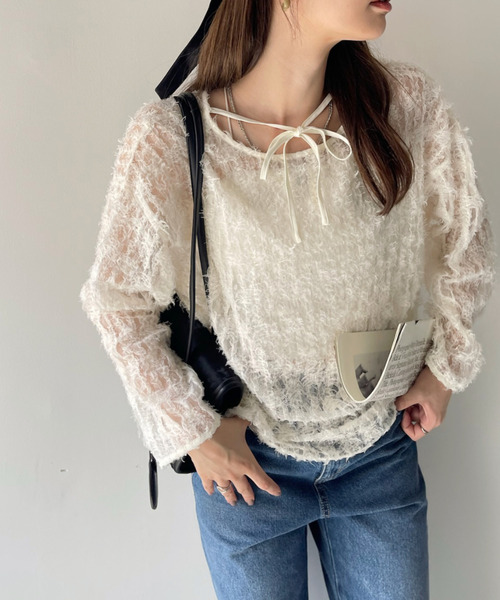 Eclat one ブラウス シャツ チュール フリル 前後2WAY トップス