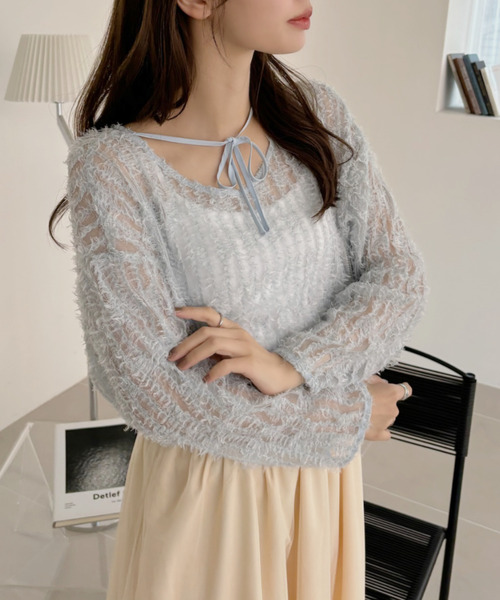 Eclat one ブラウス シャツ チュール フリル 前後2WAY トップス