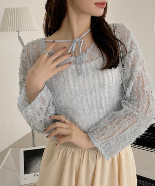 最終値下げ❗️styling/フリルチュール2WAYトップス Eclat one ブラウス シャツ チュール フリル 前後2WAY トップス