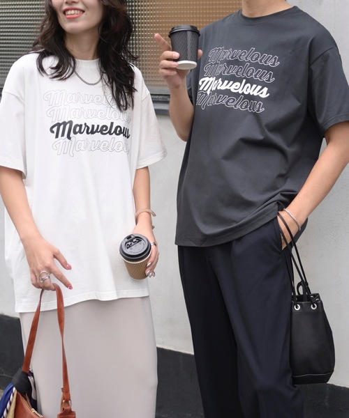 ＆HALF tシャツ 半袖 MARVELOUSロゴTシャツ (ユニセックス