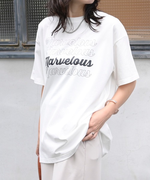 ＆HALF tシャツ MARVELOUSロゴTシャツ (ユニセックス