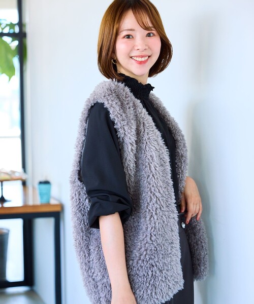 Feroux（フェルゥ） ベスト ジレ プードルファーベスト レディース