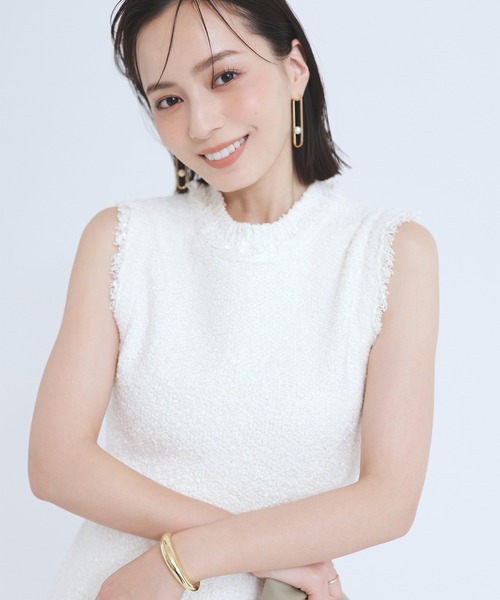 anuans ワンピース フラッグヤーンツイードニットワンピース