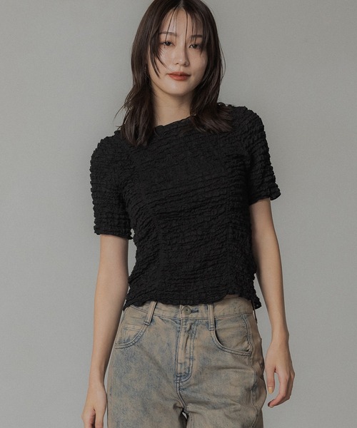 PUBLIC TOKYO シャーリングハーフスリーブTOP PUBLIC TOKYO（パブリックトウキョウ） tシャツ シャーリングハーフ