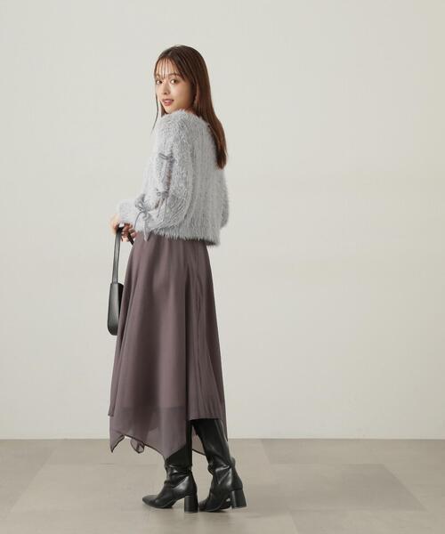 【極美品】プロポーションボディドレッシング　ツイード　イレヘムフレアスカート プロポーションボディドレッシングツイードイレヘムフレア