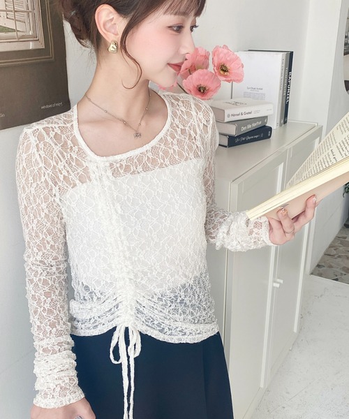 セール】ロゴ刺繍レース Tシャツ（Tシャツ/カットソー）｜SpRay
