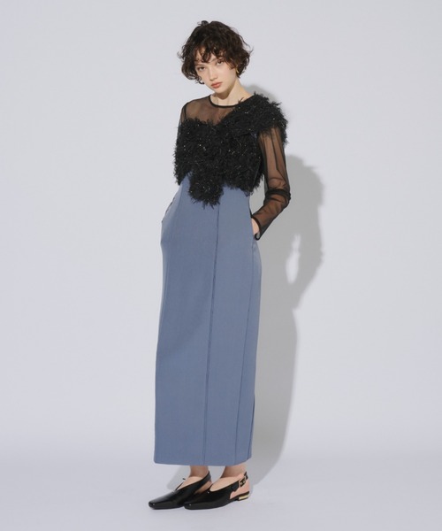 アンドレスド　フリンジグリッターノットドレス ANDRESD ドレス fringe glitter knot dress フリンジグリッター