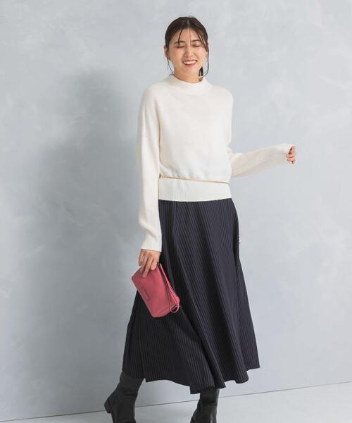 ニット セーター ショートハイネックホールニット レディース