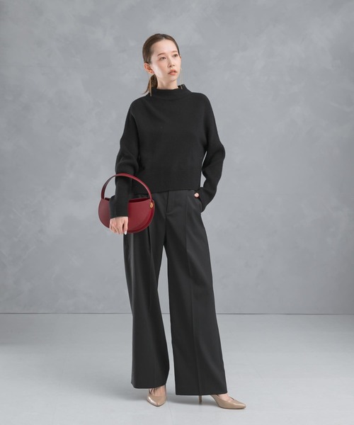 未使用archivio ハイネックレッドニットセーター ニット セーター ショートハイネックホールニット レディース