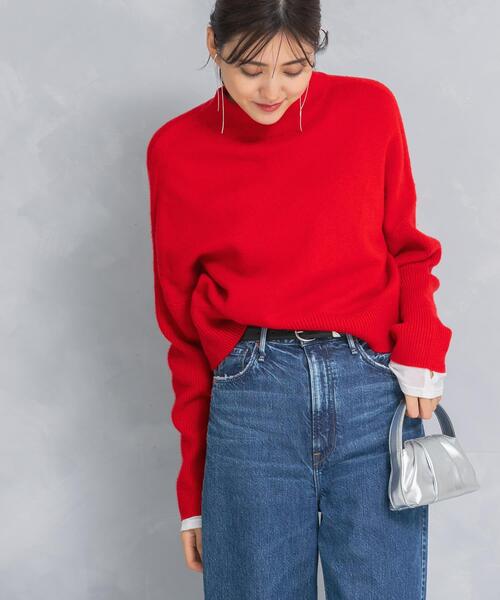 ニット セーター ショートハイネックホールニット レディース