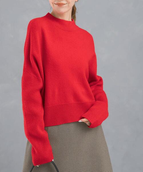 ニット セーター ショートハイネックホールニット レディース