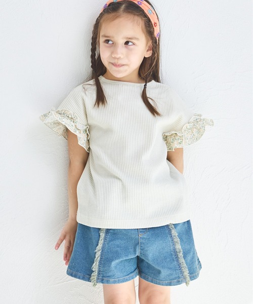 tシャツ 「ふんわりワッフル」「リンクコーデ」袖フリル ガールズTシャツ キッズ 子供服 女の子 | pairmanon | 05