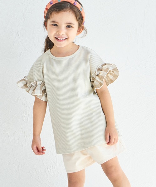 tシャツ 「ふんわりワッフル」「リンクコーデ」袖フリル ガールズTシャツ キッズ 子供服 女の子 | pairmanon | 04