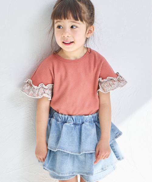 tシャツ 「ふんわりワッフル」「リンクコーデ」袖フリル ガールズTシャツ キッズ 子供服 女の子 | pairmanon | 09
