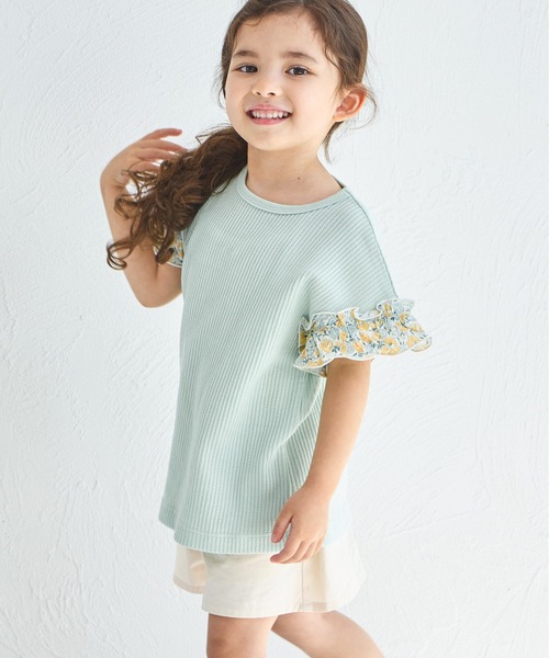 tシャツ 「ふんわりワッフル」「リンクコーデ」袖フリル ガールズTシャツ キッズ 子供服 女の子 | pairmanon | 06
