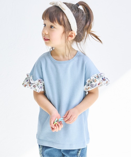 tシャツ 「ふんわりワッフル」「リンクコーデ」袖フリル ガールズTシャツ キッズ 子供服 女の子 | pairmanon | 07