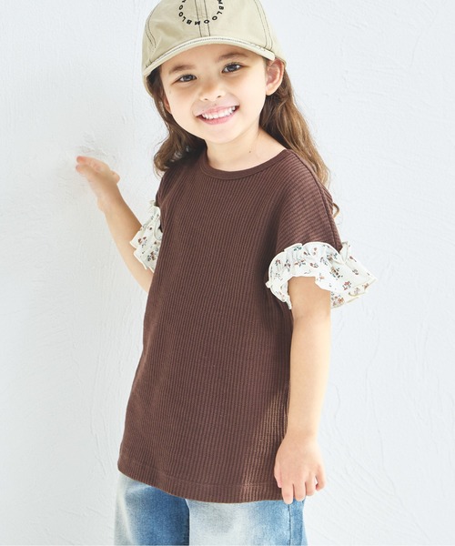 tシャツ 「ふんわりワッフル」「リンクコーデ」袖フリル ガールズTシャツ キッズ 子供服 女の子 | pairmanon | 03