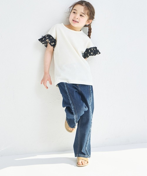 tシャツ 「ふんわりワッフル」「リンクコーデ」袖フリル ガールズTシャツ キッズ 子供服 女の子 | pairmanon | 11