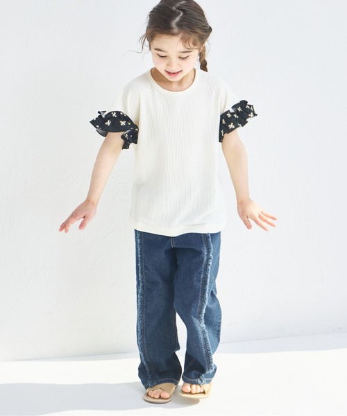 tシャツ 「ふんわりワッフル」「リンクコーデ」袖フリル ガールズTシャツ キッズ 子供服 女の子 | pairmanon | 12
