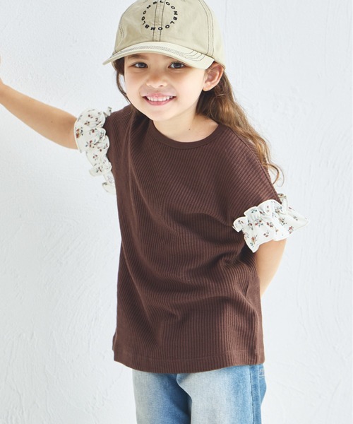 tシャツ 「ふんわりワッフル」「リンクコーデ」袖フリル ガールズTシャツ キッズ 子供服 女の子 | pairmanon | 19