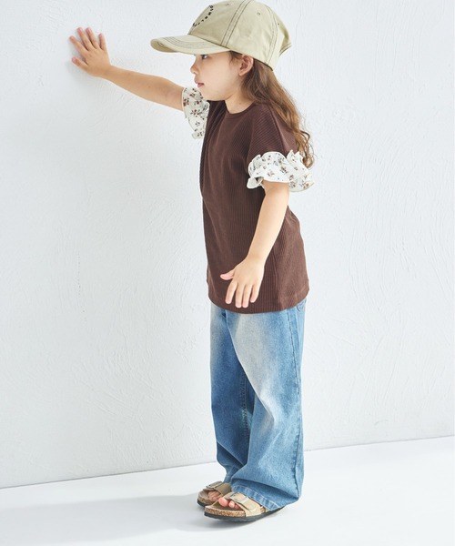 tシャツ 「ふんわりワッフル」「リンクコーデ」袖フリル ガールズTシャツ キッズ 子供服 女の子 | pairmanon | 23