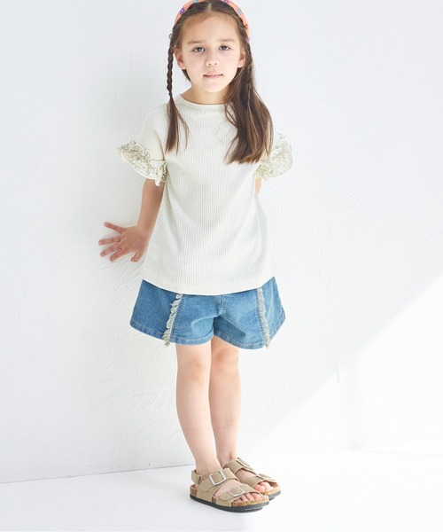 tシャツ 「ふんわりワッフル」「リンクコーデ」袖フリル ガールズTシャツ キッズ 子供服 女の子 | pairmanon | 26