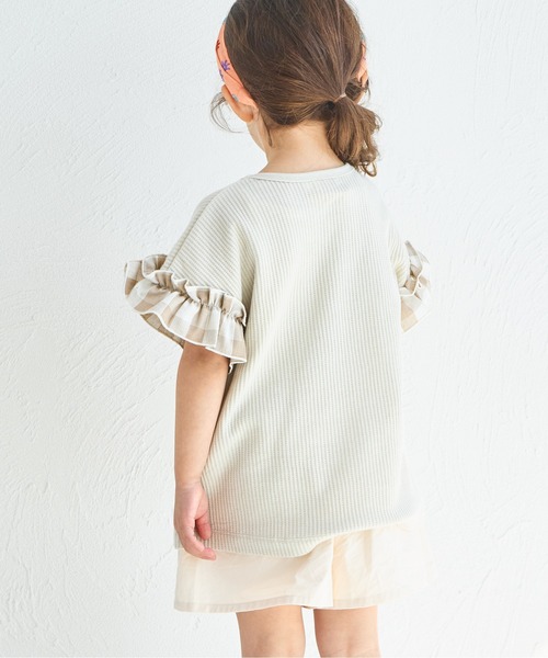 tシャツ 「ふんわりワッフル」「リンクコーデ」袖フリル ガールズTシャツ キッズ 子供服 女の子 | pairmanon | 29
