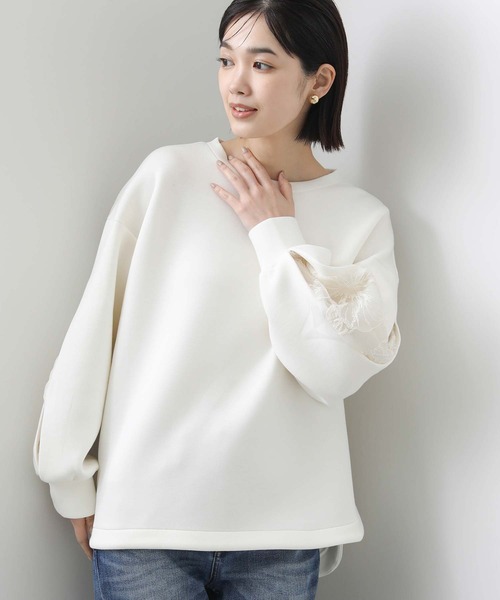 tシャツ ダンボールレーススリーブカットソー レディース