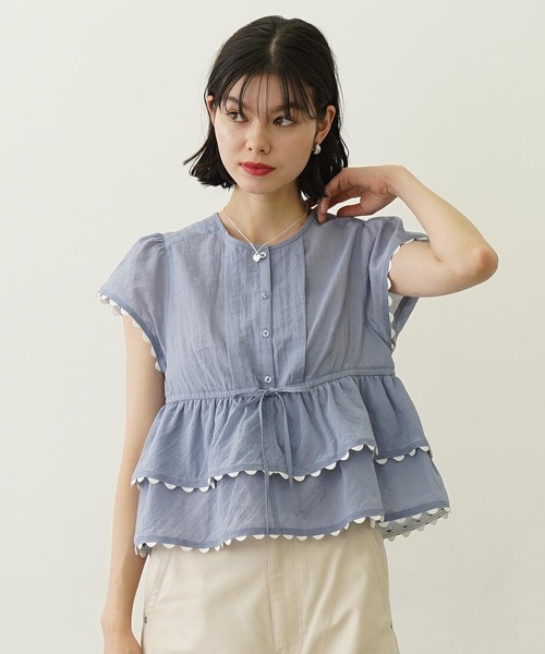 ブラウス シャツ FRILL AND LACE BLOUSE レディース