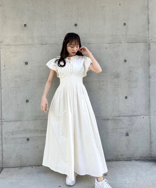 Rosy luceワンピース 半袖 ROSY LUCE（ロージールーチェ） ワンピース ギャザーフレアコットン