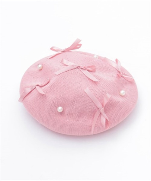 axes femme POETIQUE 帽子 ベレー帽 リボンパールサマーベレー
