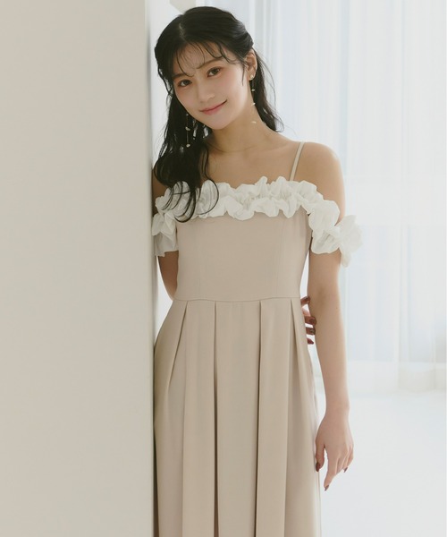 Olu. ドレス 「Kanako×Olu.」ショルダーフリルタックワンピース