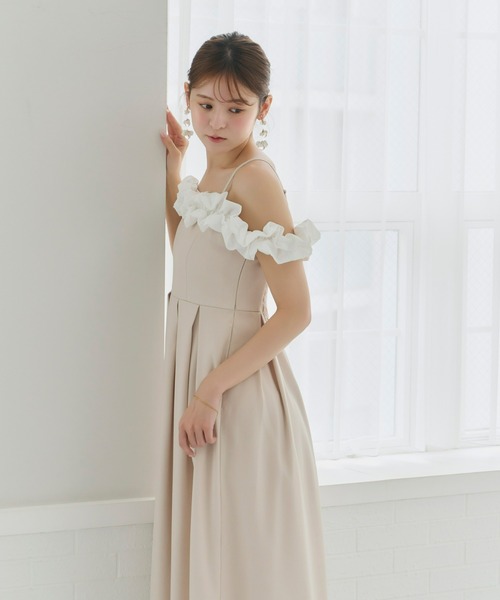 Olu. ドレス 「Kanako×Olu.」ショルダーフリルタックワンピース