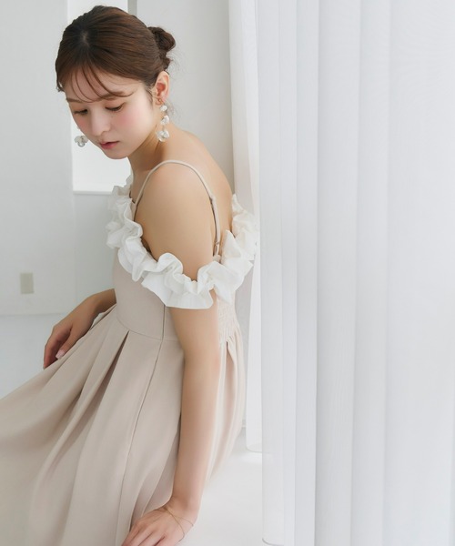 Olu. ドレス 「Kanako×Olu.」ショルダーフリルタックワンピース