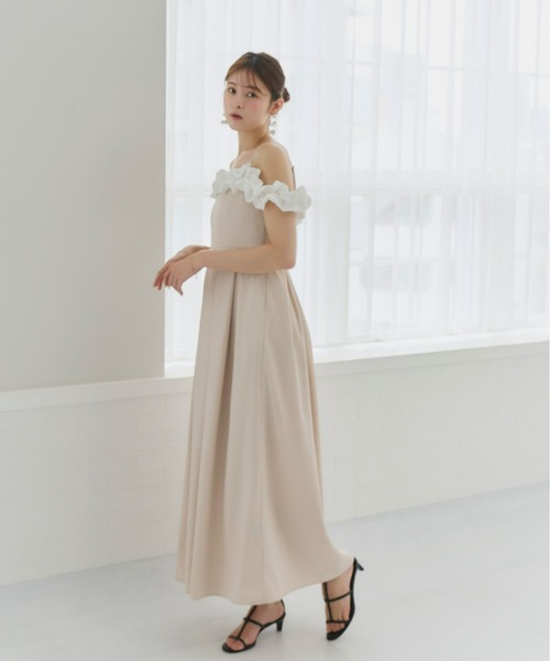 Olu. ドレス 「Kanako×Olu.」ショルダーフリルタックワンピース