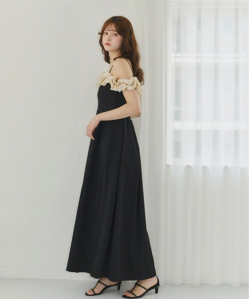 【70%OFF】il gufo ドレスワンピース Olu. ドレス 「Kanako×Olu.」ショルダーフリルタックワンピース