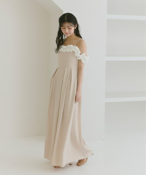 ドレス 「Kanako×Olu.」ショルダーフリルタックワンピースの画像