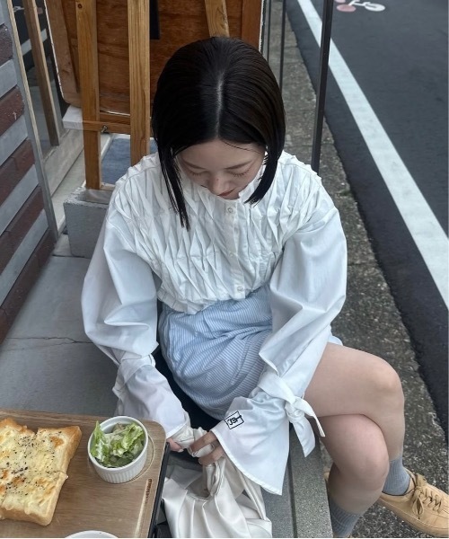 lawgy ブラウス シャツ original logo front design shirt