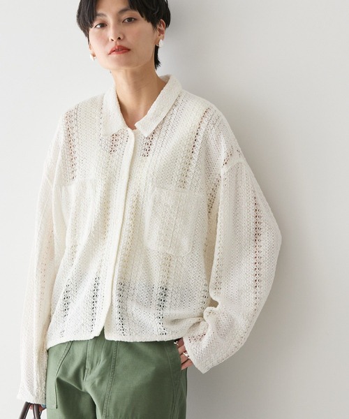 ブラウス シャツ ダブルポケットメッシュシャツ レディース NATURAL BEAUTY BASIC｜ダブルポケットメッシュシャツ | Rakuten